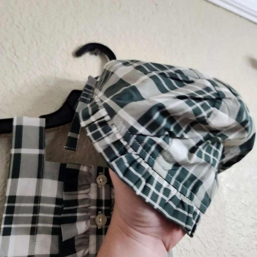 NEW Kate Quinn Girls‎ 12-18M Penelope Green Plaid Pinafore Dress and Bonnet Set